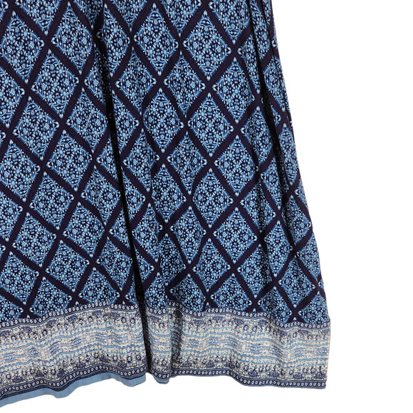 Loft Beach Maxi Dress S Women Blue Floral Diamond Argyle‎ Sleeveless Jersey Knit - Picture 8 of 11